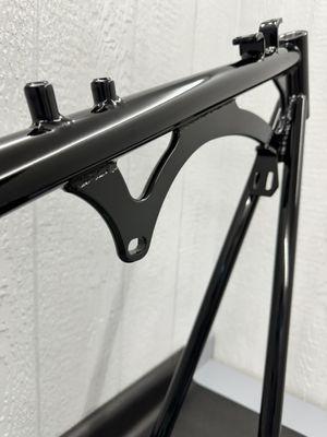 Motorcycle frame powder coated OEM Black.