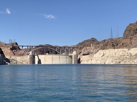 Hoover Dam while boating at Lake Mead