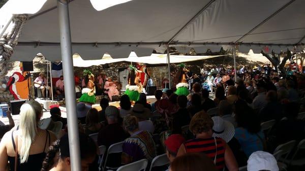 French Polynesian Dancers performing on one of three stages around the French Festival.