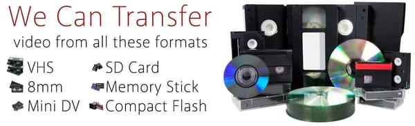 We work with many formats of media: tapes, memory cards, dvds, blurays, hard drives - you name it!