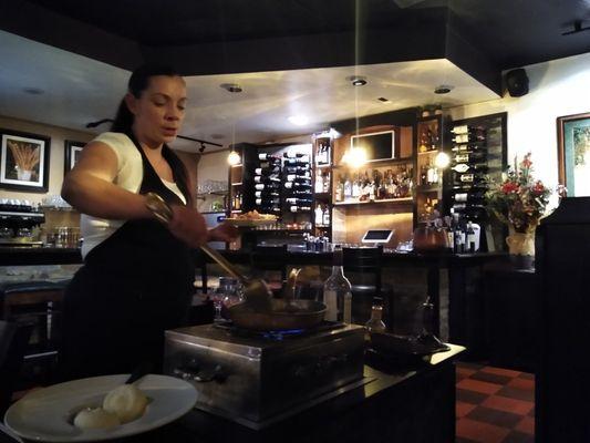 Bananas foster - prepared table side by our wonderful server