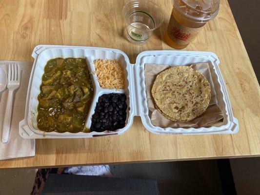 plato de guisado,  and selected the Chicharron Botanero en Salsa Verde - Pork Rinds Stewed in Tomatillo, Serrano and Cilantro Sauce