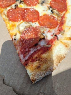 Pepperoni and mushroom slice