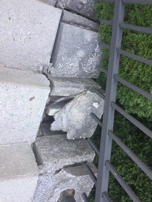 Crumbling fence and cement supports