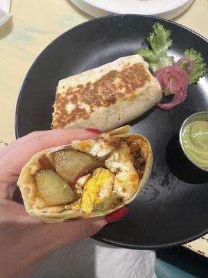 Egg, chorizo, potato burrito