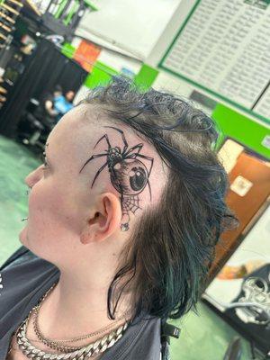 This spider tattoo is watching you! Done by Shane Standifer