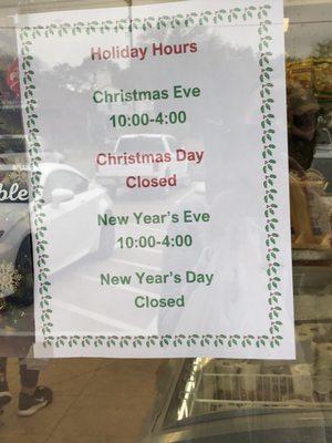 Just in case you need their 2020 holiday hours.