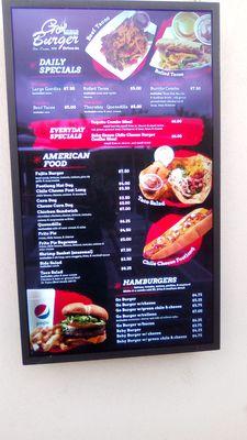 Go Burger's January 2024 menu.