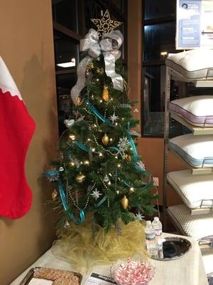 The beautiful Christmas tree at Sleep Experts!