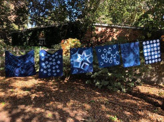 We love to indigo dye. You can buy out fabric or yarn.