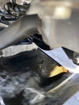 Oil all over the skid plate.