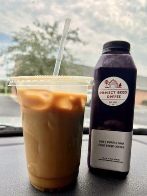 summer vibes (left) lavender & rose; Ube cold brew coffee )right