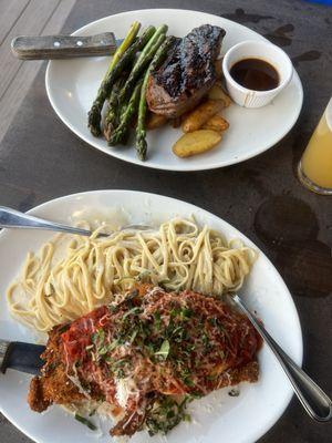 Chicken Parm and Strip Steak