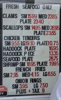 Seafood Menu