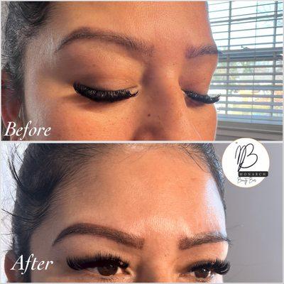 Light powder brows by Monarch Beauty Bar. Micropigmentation technique.