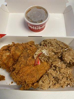 2 pcs spicy with adobo rice / gravy $7