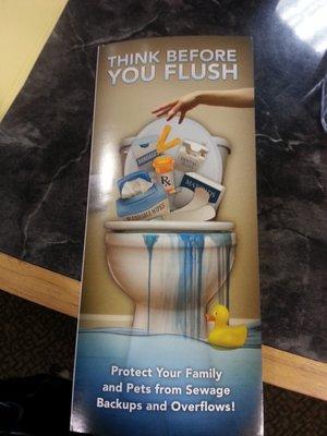 Helpful pamphlets, don't flush your prescription medications in the toilet.