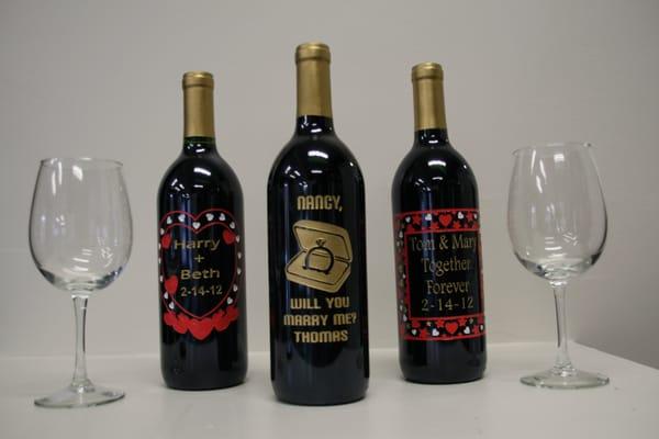 Engraved Valentine Wine Bottles