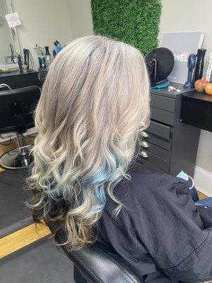 Pop of color, goldwell, peacock blue