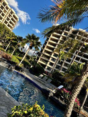 Their tropical, relaxing pool area.