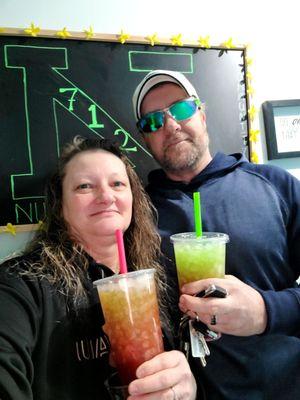 Myself & My husband getting our drinks @ Nutrition 712