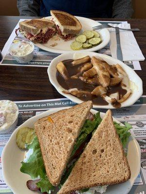 Chicken salad sandwich, disco fries & Reuben sandwich