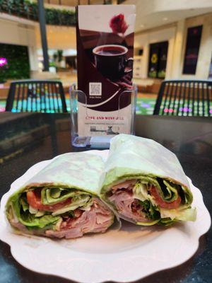 Delicious Ham and Bacon or Turkey and Bacon Wrap freshly made for you!