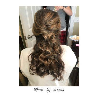 Maid of honor half updo with braid