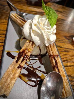 Churros and ice cream dessert. Yum!