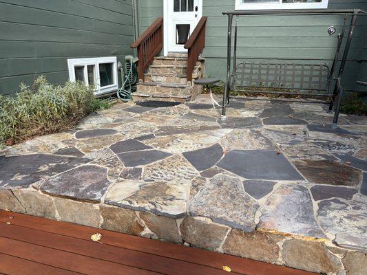 Flagstone is a very natural way to create a beautiful outdoor oasis