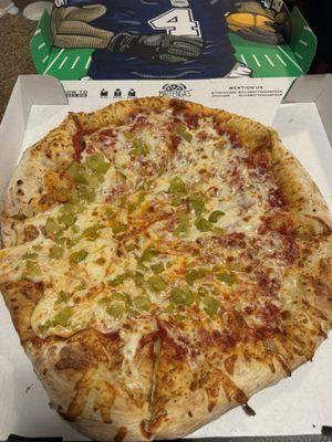 Green Hatch Chile pizza