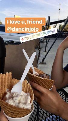 Catching up with a friend via waffle cones!!