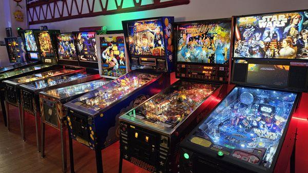 Pinball machines.