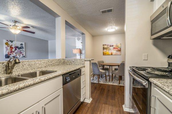 Kitchen open to the living area - perfect for socializing with friends