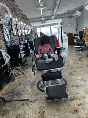 Inside of barbershop. Very clean