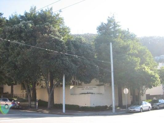 outside entrance - hidden by trees