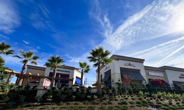 In the Target parking lot, next to Mendocino Farms & Dave's Hot Chicken