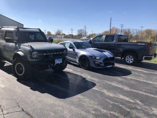 Ford Bronco, Cobra, and Chevy Silverado.