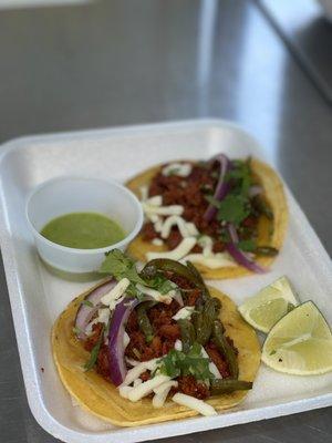 Chorizo tacos with cactus(nopales)