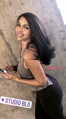 International Cover Model Vida Guerra was all smiles after her Blowout.