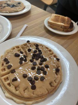 Peanut butter chocolate chip waffle