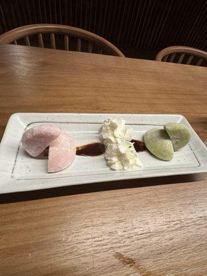 Half and Half Mochi Ice Cream. Strawberry & Matcha