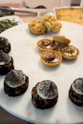 White chocolate scones, Tx Caramel Pecan Tart, Brownies