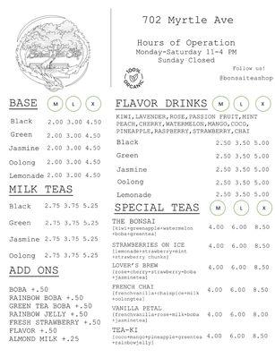 Our new Menu!