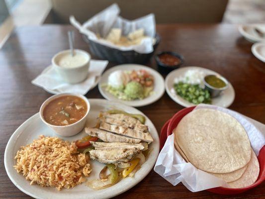 Lunch Fajitas and queso