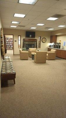 Fireplace area with coffee.