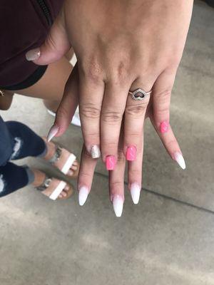 Acrylic tips with gel polish