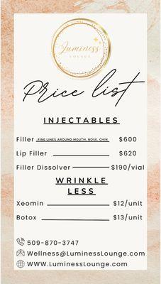 Injectables price