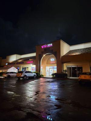 Outside parking lot at night