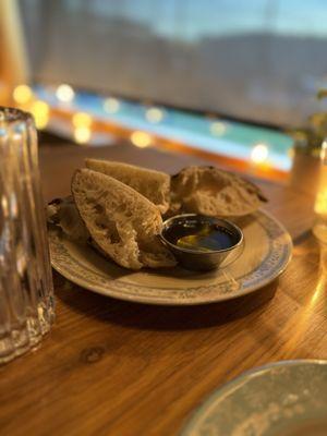 Fresh sourdough and olive oil.